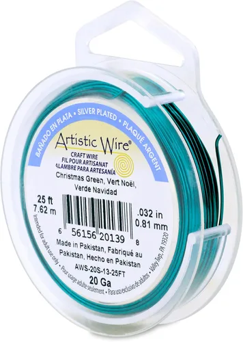 Miniatura 140 de Artistic Wire, alambre para manualidades de calibre 22 bañado en plata, resistente a las manchas, color cobre, blanco, 9,1 m