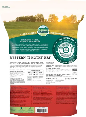 Miniatura 2 de Oxbow Western Timothy Hay, heno de conejillo de indias, suministros para conejitos de mascotas pequeñas, hierba natural para conejillo de indias