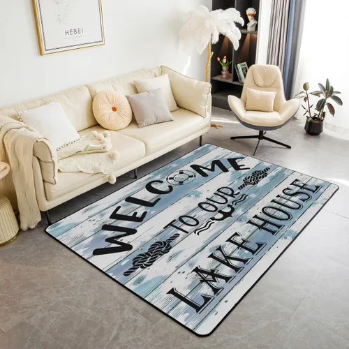 Miniatura 16 de Lake House - Alfombra rústica de 3 x 5 pies para niños, para sala de estar, para niños y niñas, decoración de reglas del lago, alfombra decorativa