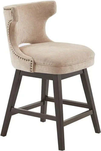Miniatura 4 de Madison Park Emmett - Taburete giratorio para mostrador, elegante y moderno, con respaldo redondo, altura de encimera, silla de isla de cocina, Beige
