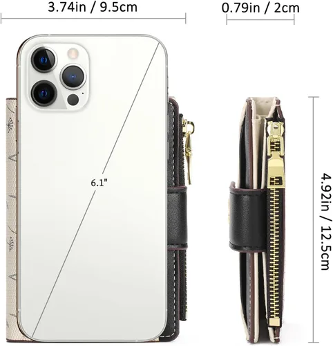 Miniatura 3 de GAEKEAO Billeteras pequeñas para mujer, con bloqueo RFID, de cuero, plegable, con cremallera, bolsillo para tarjetas de crédito, con ventana