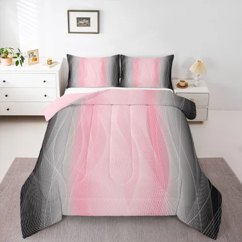 Miniatura 4 de jejeloiu Juego de edredón rojo y negro para niños y niñas, edredón rojo degradado, tamaño individual, geometría desordenada, óxido, juego de ropa