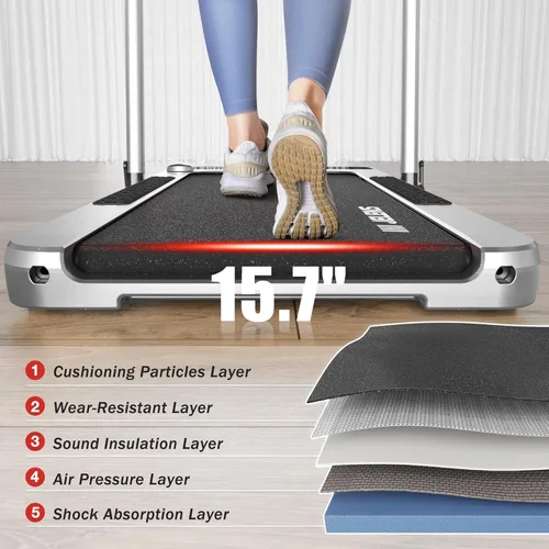 Miniatura 3 de Cinta de correr para el hogar, tapete de caminadora con inclinación, tapete plegable portátil 2 en 1 con barra de agarre, capacidad de peso de 150