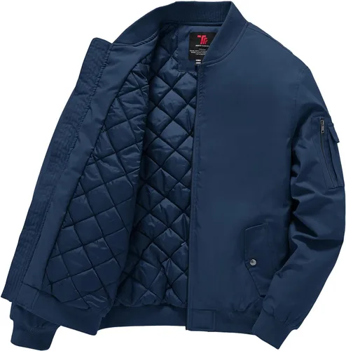 Miniatura 10 de Gopune - Chaqueta bomber para hombre, cortaviento, cálida, resistente al agua, rompevientos, abrigo de invierno, chaquetas acolchadas