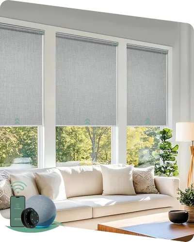 Miniatura 12 de Yoolax - cortinas enrollables motorizadas sin cenefa Vinilo opaco gris claro