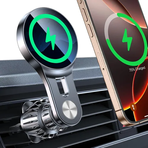 Cargador de coche Magsafe de 15 W con brazo largo: cargador magnético inalámbrico para coche, accesorios para automóvil, soporte de montaje de coche