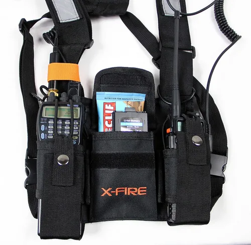 Miniatura 2 de X-FIRE® Arnés de radio portátil dual actualizado para radios bidireccionales con reflector de 9.8 ft. Ahora con bolsillo de radio más grande