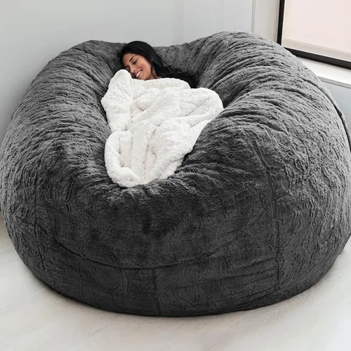 HWOEK Puf de gran tamaño de piel gigante (sin relleno) para muebles de sala de estar de adultos, grande, redondo, suave, esponjoso, sofá perezoso,