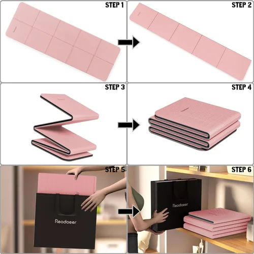 Miniatura 5 de Readaeer Foldable Yoga Mat for Travel Folding Yoga Mat 6mm Thick with Carrying Bag, Non-Slip TPE Exercise Pilates Mat for 72" L x 24" W x 0.24 Inch