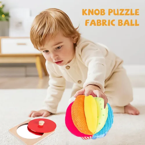 Miniatura 2 de Kit de Juguetes Montessori para Bebés - Espejo, Peekaboo, Rompecabezas con Asas, Bola de Tela Arcoíris - Para Niños de 6-12 Meses