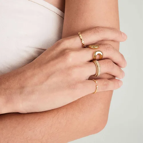 Miniatura 4 de Anillo de oro grueso chapado en oro real de 14 quilates, anillos abiertos para mujeres y hombres, doble capa, de alto pulido, apilable, grueso