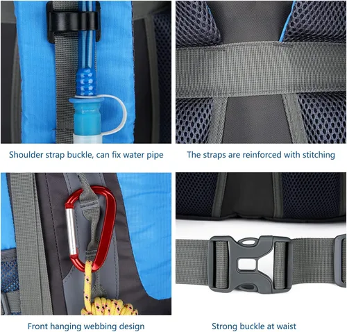 Miniatura 6 de Mochila de senderismo grande de 70 litros, mochila ligera para hombres y mujeres, al aire libre, gran capacidad, montañismo, impermeable, mochila
