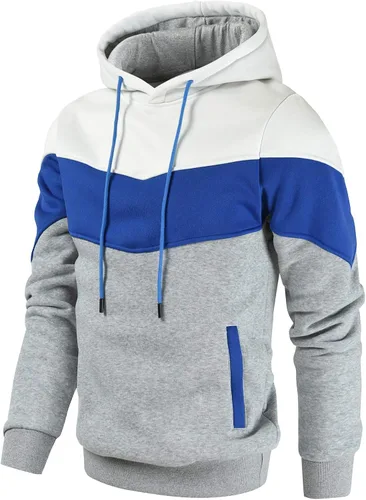 Miniatura 2 de Gesean Sudadera con capucha, de manga larga, para hombre, diseño de bloque de color, estilo informal, con bolsillo