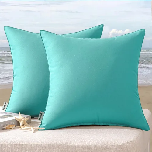 Miniatura 27 de MIULEE - Juego de 2 fundas de almohadas decorativas para exteriores, impermeables, cuadradas, para jardín, para cenador de primavera, tienda de Negro