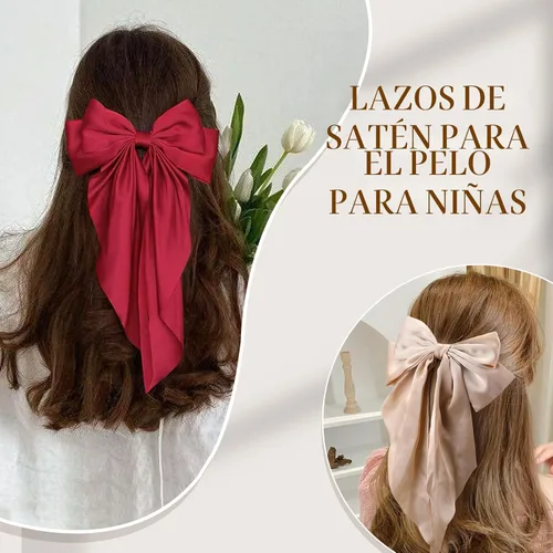 Miniatura 2 de 10 piezas de pasadores grandes de cinta para el pelo con colas largas para mujeres y niñas, TOKUFAGU accesorios vintage franceses para el cabello