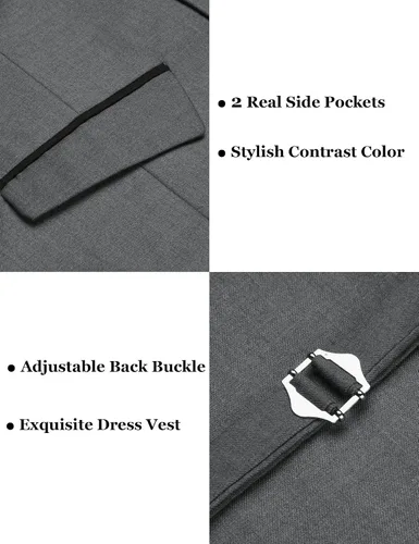 Miniatura 6 de COOFANDY Chaleco de traje de negocios para hombre, chaleco de vestir ajustado, chaleco de boda