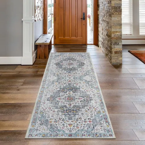 Miniatura 22 de COZYLOOM Alfombra vintage de 2 x 6 pies, estilo oriental con estampado floral, envejecida, estética, bohemia, de felpilla, para entrada, pasillo