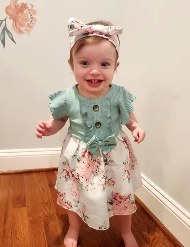 Miniatura 3 de Vestido de niña recién nacida, floral, manga con volantes, casual, vestido de playa, vestido de princesa con falda de princesa, vestidos de verano