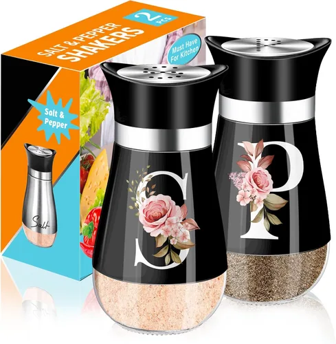 Miniatura 12 de Juego de saleros y pimenteros, accesorios de cocina rojos de 4 onzas, dispensador de especias de acero inoxidable y vidrio, diseño clásico, diseño