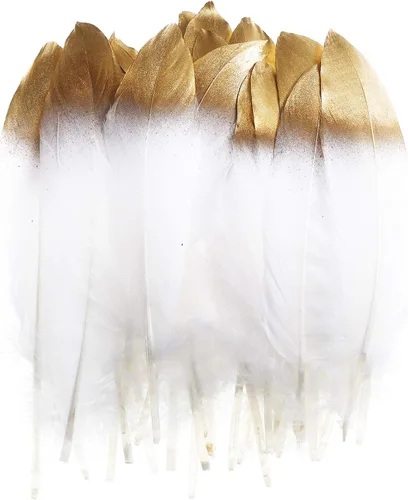 Miniatura 7 de 50 plumas de ganso bañadas en oro, coloridas plumas de ganso bañadas en plata, 6-8 pulgadas de longitud para manualidades, hogar, fiesta, boda
