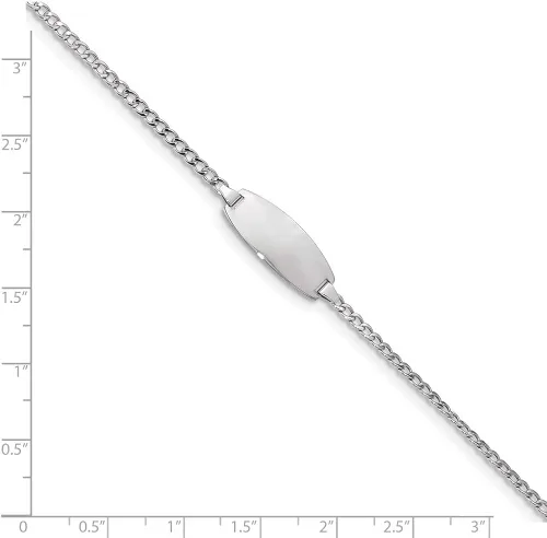 Miniatura 3 de Pulsera de identificación ovalada semisólida de oro blanco de 14 quilates 7 pulgadas de 0335in estilo DCID144W-7 Metal no conocido