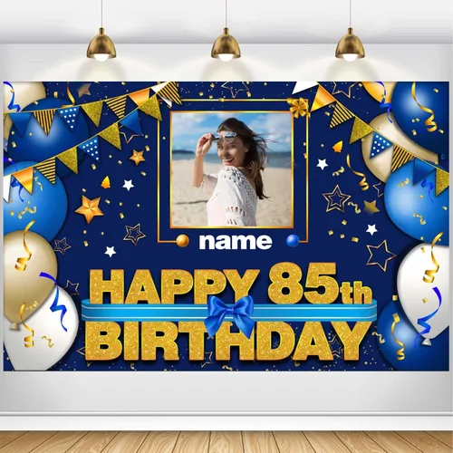 Miniatura 30 de Pancarta Personalizada de Decoraciones de Feliz Cumpleaños 101 - Telón de Fondo de 101 Años para Mujeres Hombres Niños Niñas Suministros de Fiesta