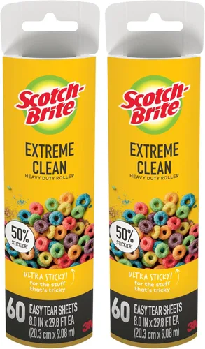 Miniatura 12 de Scotch-Brite Rodillo antipelusa 50% más adhesivo de superficie grande, ideal para quitar el pelo de mascotas, 60 hojas