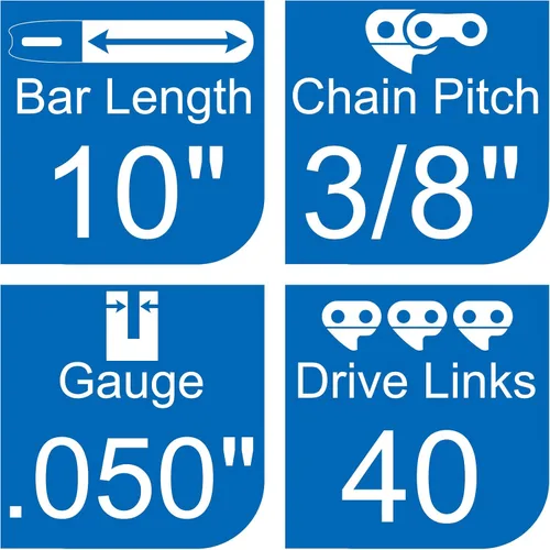 Miniatura 2 de 3 cadenas de motosierra de 10 pulgadas, cadena de repuesto para WORX WG309, cadena de 10 pulgadas para Sun Joe SWJ803E SWJ807E - 3/8 pulgadas, 050