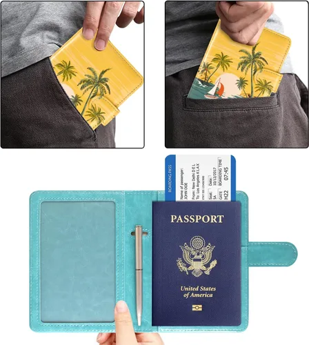 Miniatura 5 de ACdream Combo de portatarjetas de pasaporte y vacunación, funda con ranura para tarjeta de vacunación CDC, protector organizador de documentos