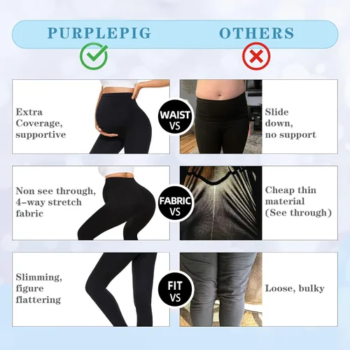 Miniatura 4 de Purplepig Leggings de maternidad sobre el vientre, no se transparentan, levantamiento de glúteos, suaves, pantalones de entrenamiento para embarazo