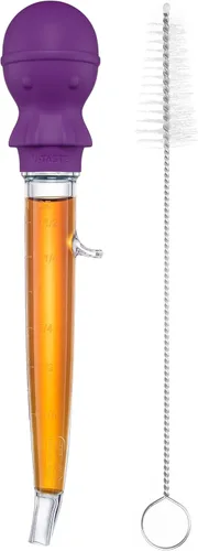 Miniatura 12 de U-Taste Baster de pavo en ángulo de 1.5 onzas – 228.2ºF resistente al calor de grado alimenticio Tritan y silicona de pulpo grande con cepillo