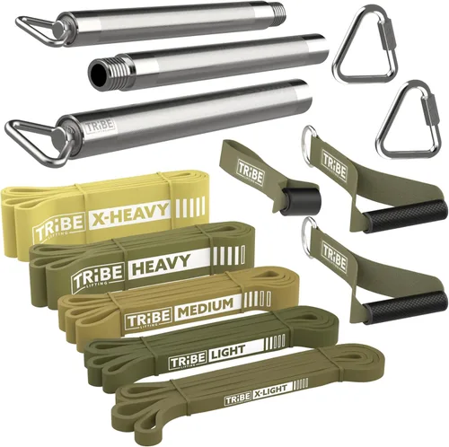 Miniatura 10 de Bandas de resistencia largas para entrenar hombres y mujeres, juego de 5 bandas de dominadas, asas de goma y anclaje de puerta, bandas de Negro