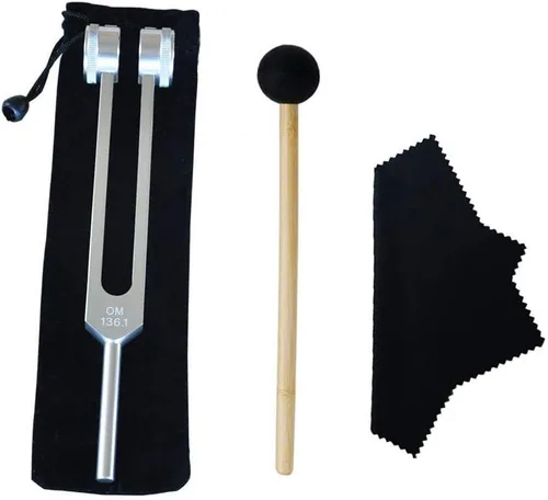 Miniatura 7 de Tenedor de afinación, 128 Hz, pesas de aluminio de grado clínico nervioso/sensorial con martillo de silicona y paño de limpieza, empaquetado