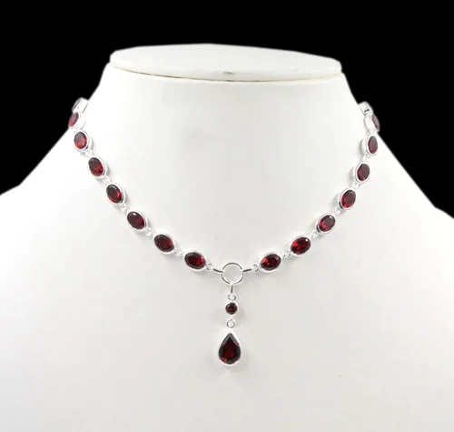 Miniatura 4 de Collar de granate de diseñador, conjunto de joyas de granate, collar de granate facetado, joyería de granate, pendiente de regalo para mujer