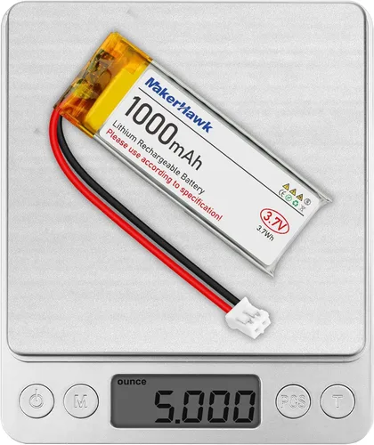 Miniatura 6 de MakerHawk Paquete de 4 baterías LiPo de 3.7 V 1000 mAh recargables 1S 102050 baterías de polímero de litio con placa de protección dual, conector