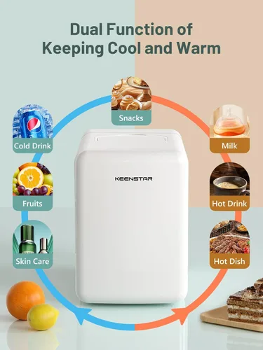 Miniatura 3 de KEENSTAR Mini refrigerador, mini refrigerador de 6 litros/8 latas, refrigerador pequeño de 110V AC/12V DC enfriador y calentador para dormitorio