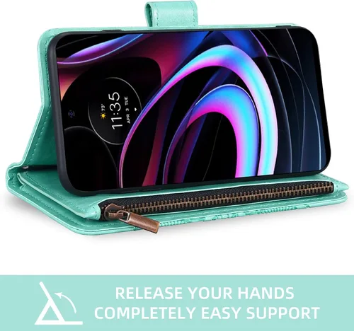 Miniatura 3 de Asuwish Funda para teléfono Motorola Moto Edge 2021/MotoEdge 5G UW con protector de pantalla de vidrio templado y soporte para tarjeta de crédito