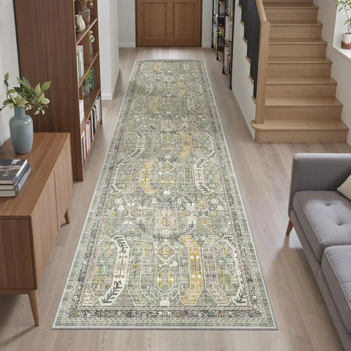 Miniatura 120 de Madane Alfombra lavable de 2 x 3 pies, alfombra de entrada pequeña, antideslizante, vintage, para entrada interior, alfombra de pelo bajo