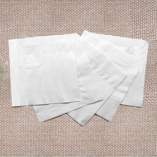 Miniatura 2 de 200 Servilletas de 2 capas de color blanco liso para bebidas desechables, servilletas de papel para cócteles de cuatro pliegues 12.4 cm X 12.4 cm