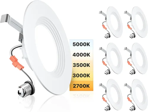 Miniatura 13 de Ensenior Paquete de 4 luces LED de 4 pulgadas, iluminación empotrable LED regulable, temperatura de color ajustable 5CCT (2700K-5000K), 7W = 77W