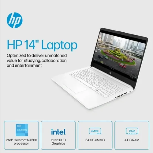 Miniatura 4 de HP 2025 Laptop estudiantil de 14 pulgadas, pantalla HD, Intel Celeron N4500, RAM 4G, 64 GB eMMC, WiFi 6, 1 año Office 365, Windows 11 Home, plata