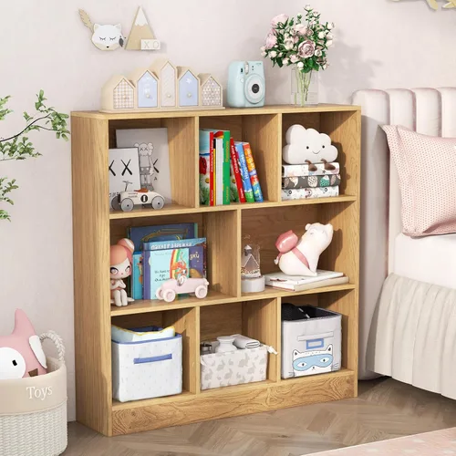 Miniatura 2 de HONEY JOY Organizador de almacenamiento de juguetes para niños, gabinete de almacenamiento de madera de 7 secciones, baúl de juguetes de guardería