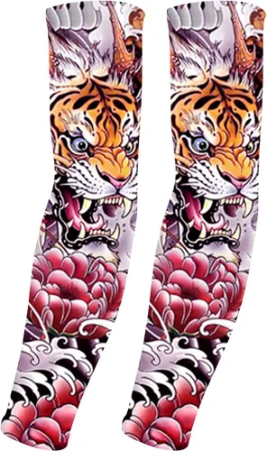 Mangas de protección solar UV para hombres y mujeres, manga de enfriamiento de compresión deportiva UPF 50+, regalo único de manga de tatuaje Tigre