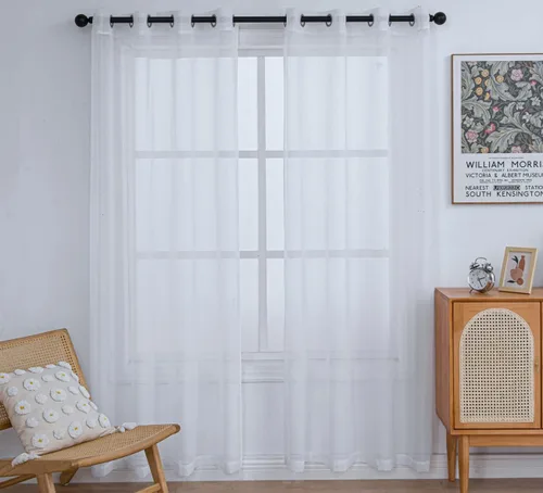 Miniatura 33 de PI - Cortinas traslúcidas con paneles pequeños, cortina transparente para ventana de cocina, mirador, 2 paneles
