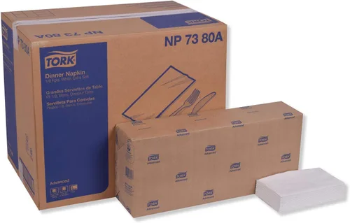 Tork Servilleta blanca extra suave, 1/8 pliegue de 3 capas, 17" x 16.1", 6 x 290 servilletas, NP7380A