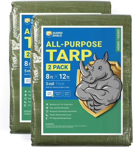 Miniatura 20 de GUARD SHIELD - Lona negra de 6 x 6 pies, lona impermeable, lona ligera para acampar al aire libre, lona polivalente de polietileno de 6 mil