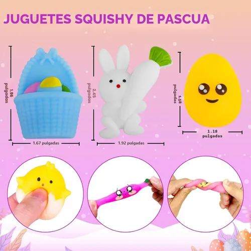 Miniatura 2 de Relleno para huevos de Pascua - Paquete de 30 juguetes esponjosos Kawaii Mochi para rellenar cestas de Pascua, mini juguetes esponjosos lindos