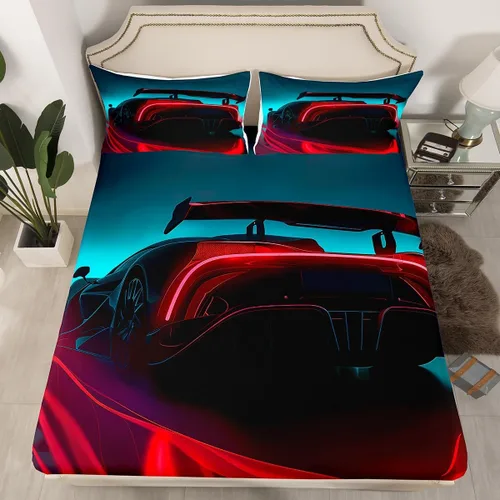Miniatura 13 de Erosebridal Sábana bajera ajustable con patrón de piedra azul con estampado de mármol azul, juego de ropa de cama líquida trippy para niños, niñas