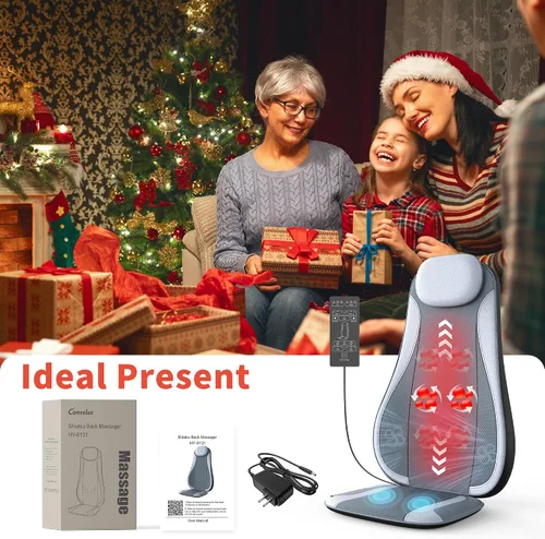 Miniatura 7 de Shiatsu - Masajeador de espalda con función de calor y enfriamiento, masajeador de silla con amasado, rodamiento y vibración para alivio del dolor