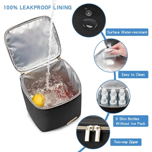 Miniatura 2 de Bolsa enfriadora de leche materna BABEYER con paquete de hielo, se ajusta a 4 biberones de hasta 9 onzas, bolsa enfriadora de biberones adecuada